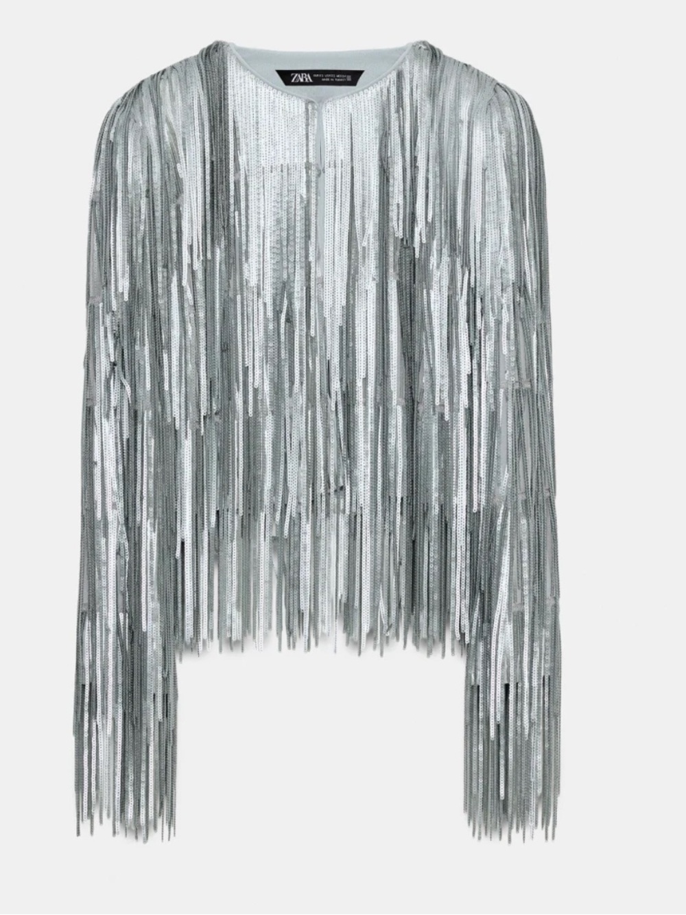 ZARA FRINGED SEQUIN JACKET - Picture 13 of 16